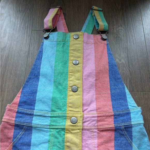 Mini Boden 6247146 Rainbow Stripe Button Dungaree Pinafore Dress Jumper 9/10 - Picture 6 of 8